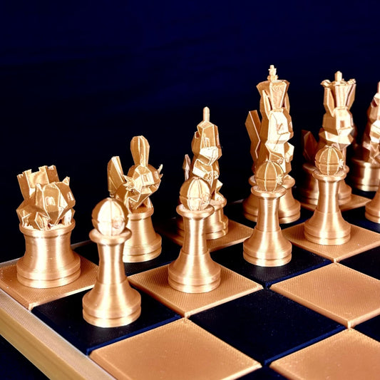 Jeu d’échecs inspiré Pokémon type plante doré – vue de face